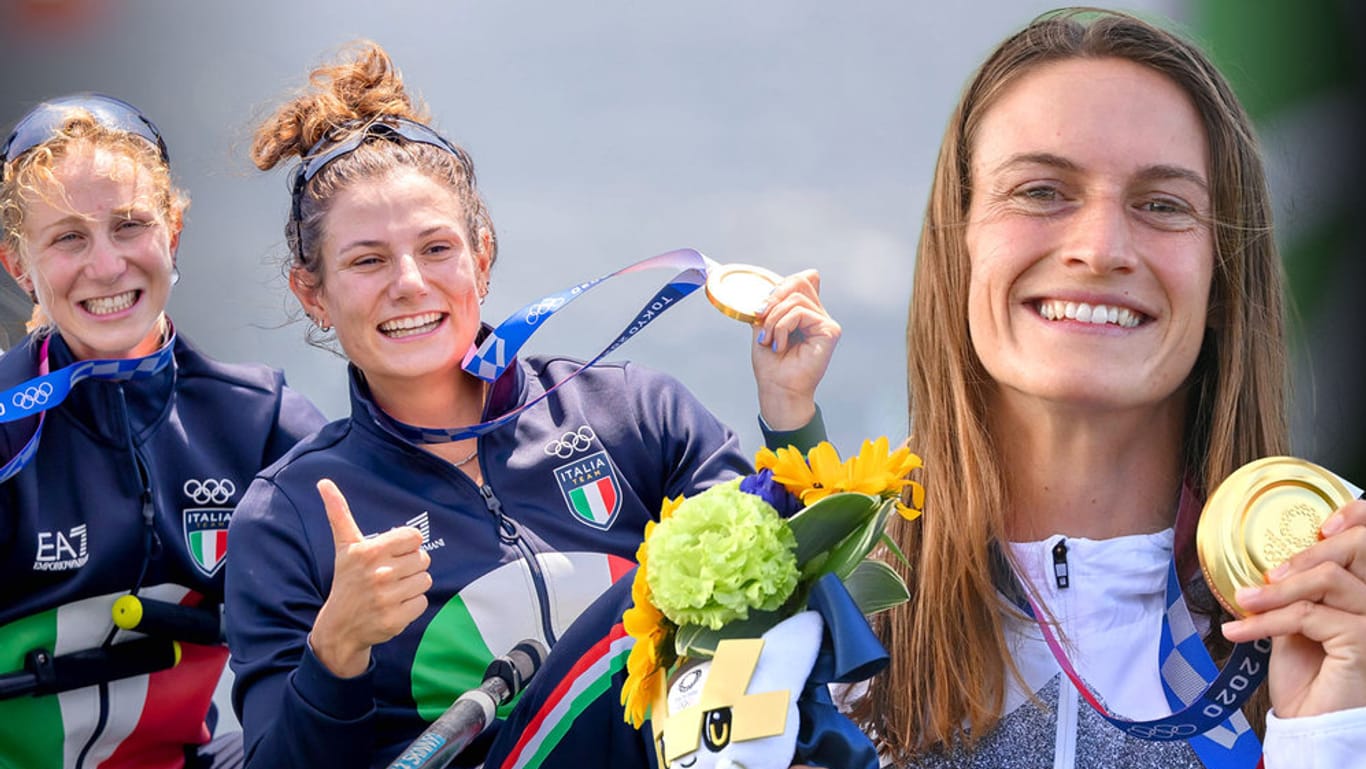 Ricarda Funk (r.): Die deutsche Slalom-Kanutin hat in Tokio Gold geholt – auch die Italienerinnen Valentina Rodini und Federica Cesarini sahnten bereits für den Olympiasieg ab.