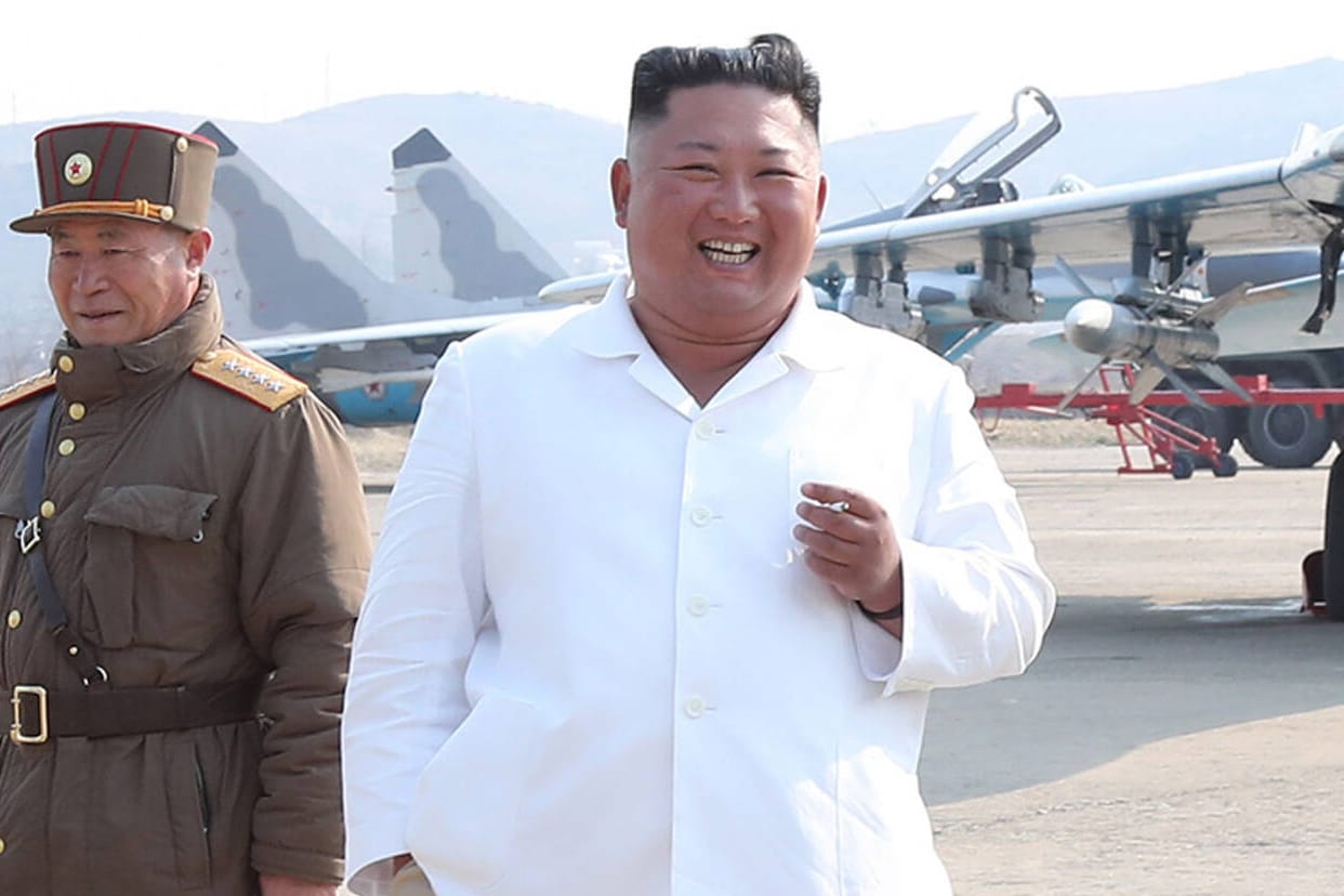 April 21, 2020: FILE: North Korean leader KIM JONG-UN (R) inspects a pursuit assault plane group under the Air and Anti-