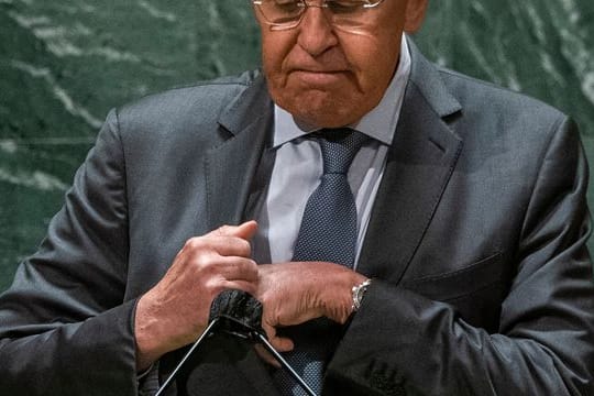 Sergej Lawrow, Außenminister von Russland, nach seiner Rede bei der 76.