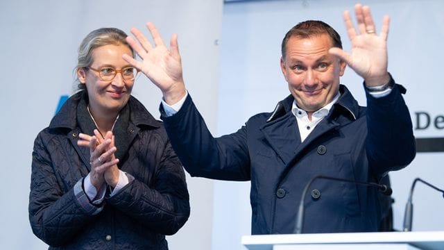 Alice Weidel und Tino Chrupalla, AfD-Spitzenkandidaten für die Bundestagswahl. Alice Weidel und Tino Chrupalla, AfD-Spitzenkandidaten für die Bundestagswahl.