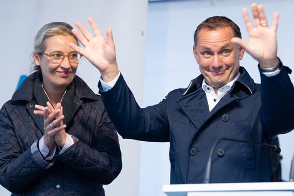 Alice Weidel und Tino Chrupalla, AfD-Spitzenkandidaten für die Bundestagswahl.