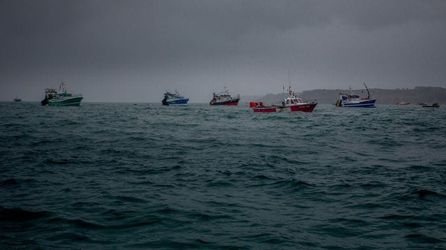 Französischen Fischerboote auf dem Ärmelkanal.