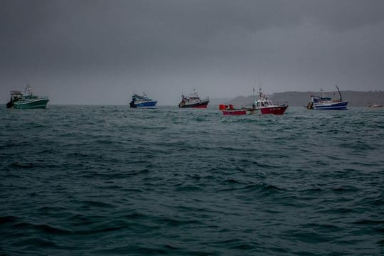 Französischen Fischerboote auf dem Ärmelkanal.