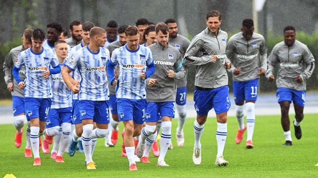 Nach Sportvorstand Fredi Bobic hat Hertha eine Impfquote von über 90 Prozent: Die Berliner Fußballprofis beim Training. Nach Sportvorstand Fredi Bobic hat Hertha eine Impfquote von über 90 Prozent: Die Berliner Fußballprofis beim Training.