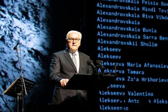 Bundespräsident Frank-Walter Steinmeier bei seiner Rede während der Gedenkveranstaltung.