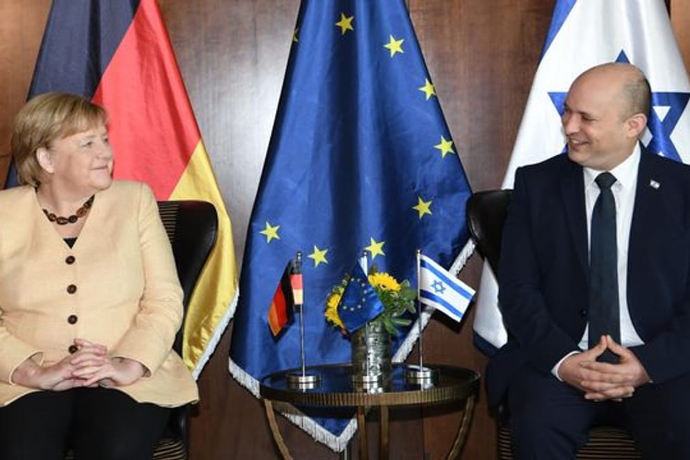 Am Sonntagmorgen traf Merkel Israels Ministerpräsident Naftali Bennett.