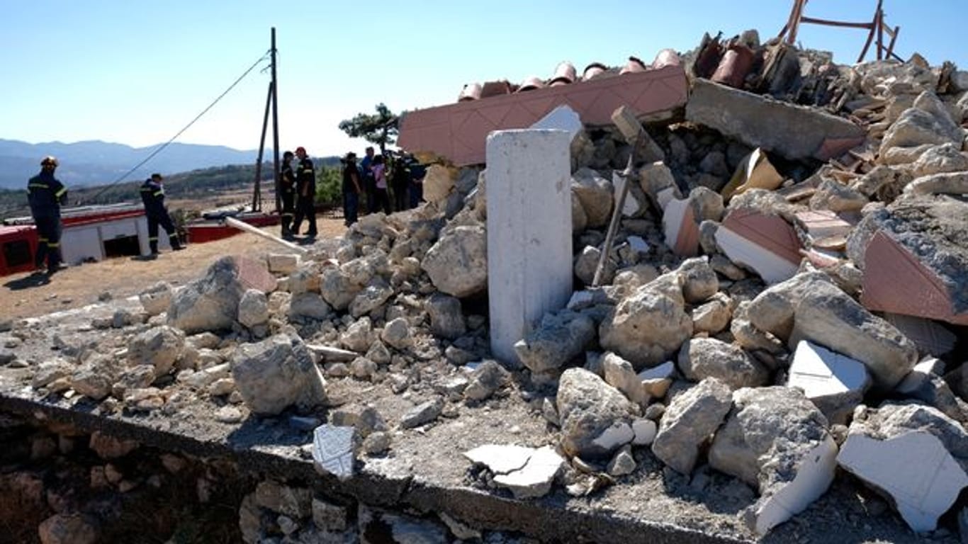 Vor zwei Wochen wurde bei einem Erdbeben auf Kreta die griechisch-orthodoxe Kirche Profitis Ilias zerstört (Archivbild vom 27.