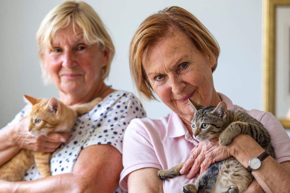 Gudrun Frenzel (links) und Christina Krüger mit ihren Katzen: Beide werden für ihren Einsatz im Tierschutzverein Erfurt e.V. geehrt.