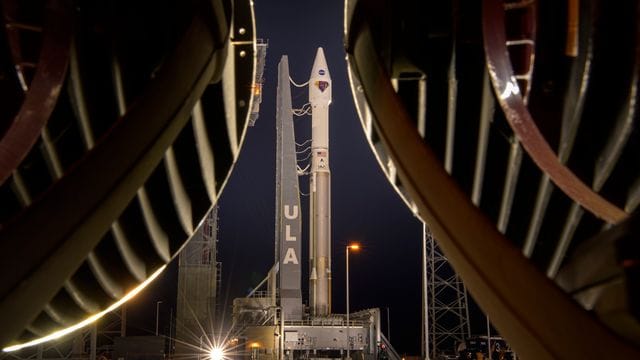 Atlas-V-Rakete der United Launch Alliance mit der Raumsonde Lucy an Bord auf dem Weltraumbahnhof Cape Canaveral in Florida.