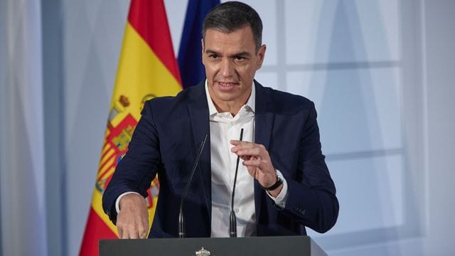 Pedro Sánchez, Ministerpräsident von Spanien, nimmt an der institutionellen Veranstaltung teil. Pedro Sánchez, Ministerpräsident von Spanien, nimmt an der institutionellen Veranstaltung teil.