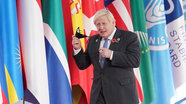Boris Johnson, Premierminister von Großbritannien, trifft im Konferenzzentrum La Nuvola zum G20-Gipfel ein.
