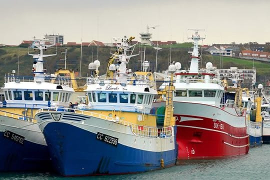 Fischerboote im Hafen von Boulogne.