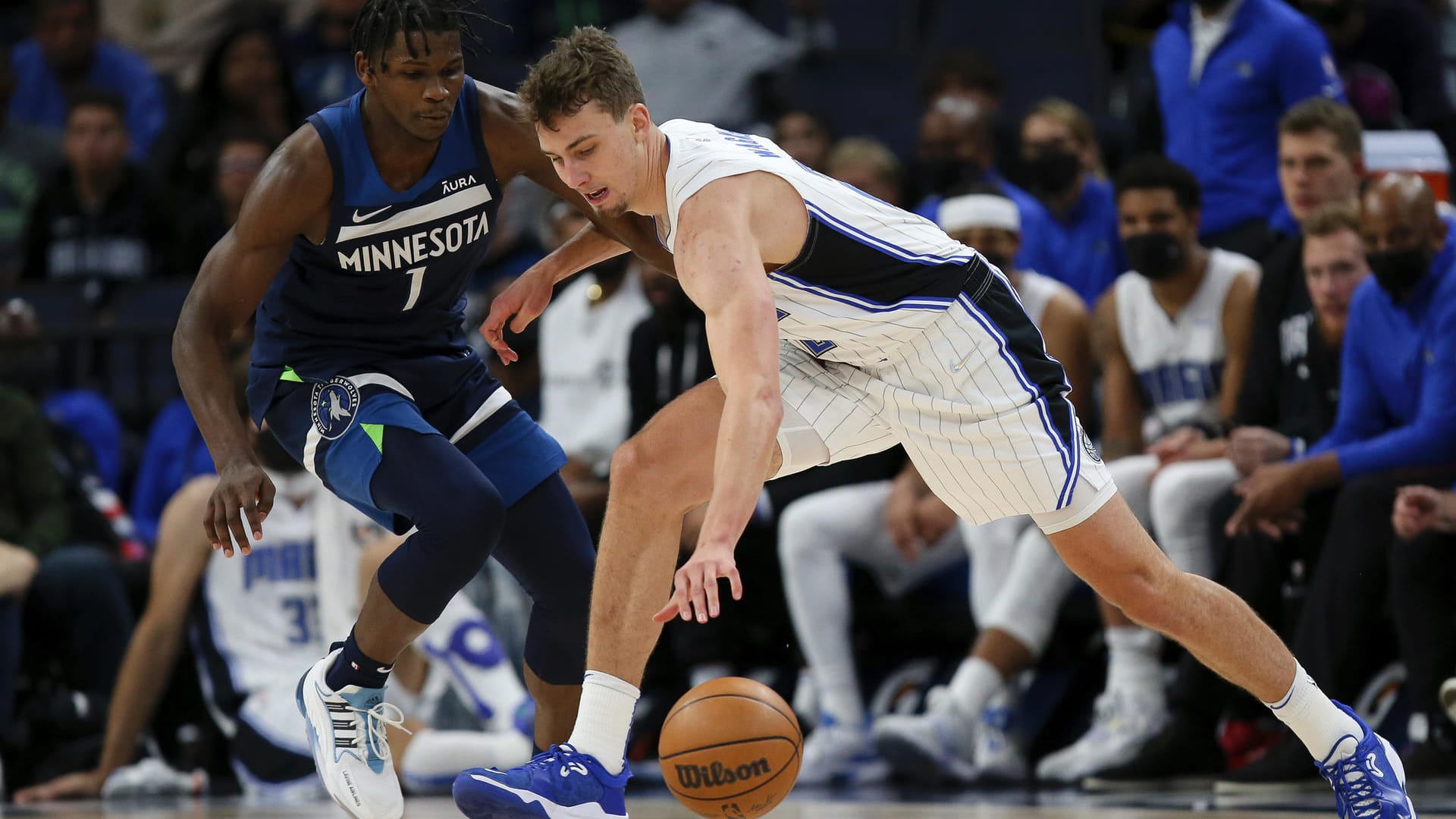 Franz Wagner (r.) gegen Anthony Edwards: Orlando Magic hat das Spiel gewonnen.