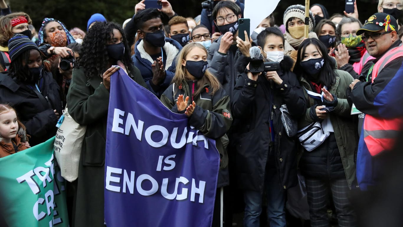 Demonstration in Glasgow: Thunberg ist für ihre eindringlichen Worte im Kampf gegen die Klimakrise bekannt.