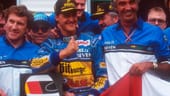 Flavio Briatore (r.): Der Benetton-Teamchef holte Schumacher 1991 zum Rennstall. Gemeinsam feierten die beiden die größten Erfolge ihrer bisherigen Karrieren: Die beiden WM-Titel für Schumi 1994 und 1995.