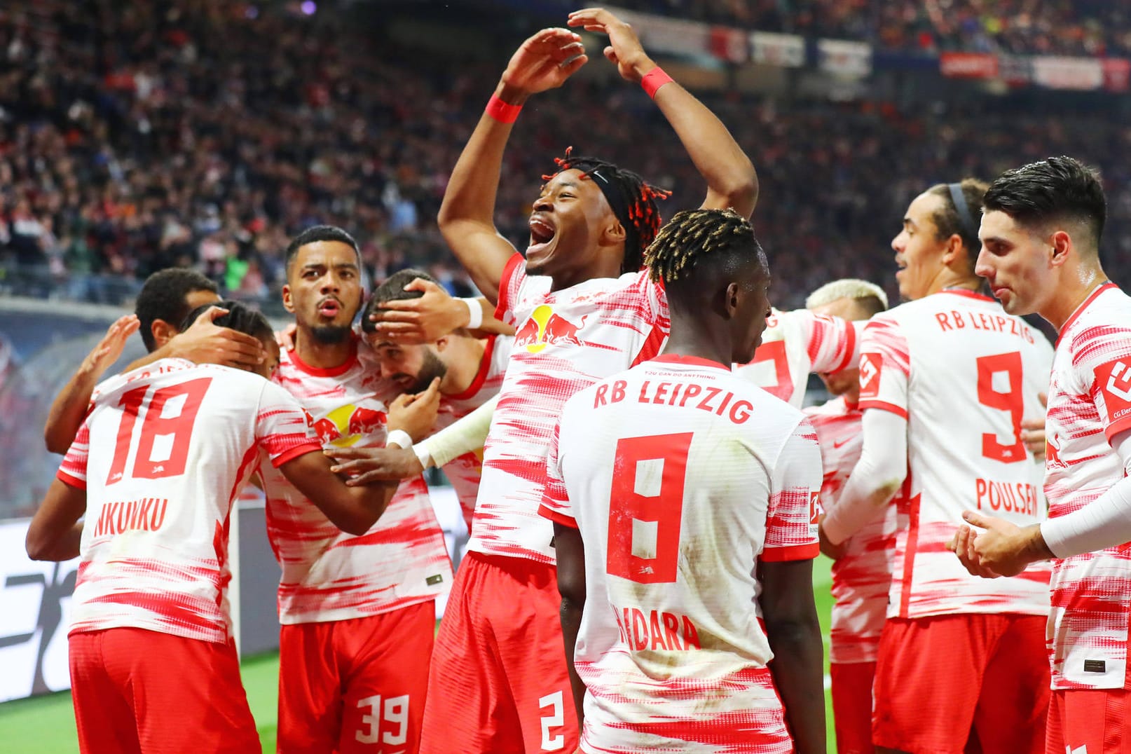 Wichtige drei Punkte: Jubel bei RB Leipzig im Spiel gegen den BVB.