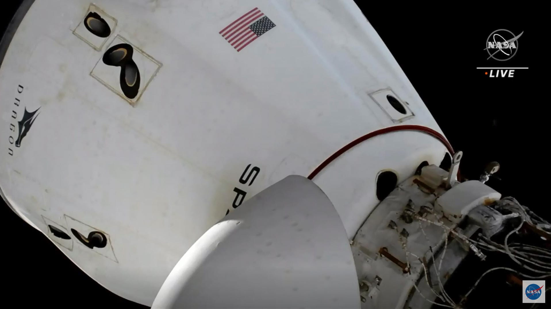 Die SpaceX-Kapsel beim Abdocken von der ISS: Wenige Stunden später landeten die vier Passagiere sicher auf der Erde.