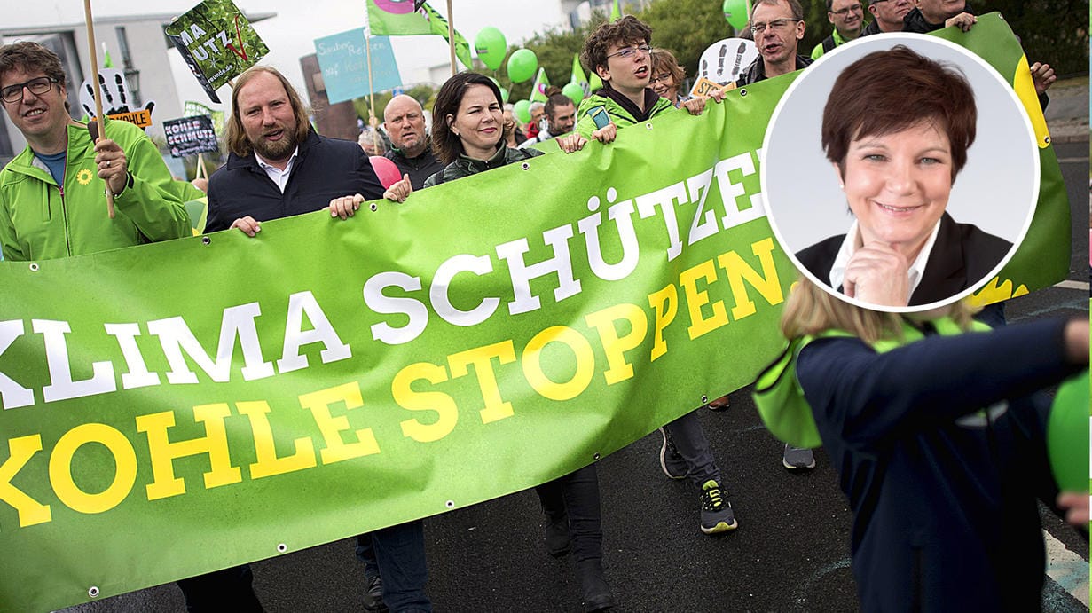 Grünen-Vorsitzende Annalena Baerbock auf einer Demo von Umweltinitiativen (Archivbild): Ihre Partei schickt Greenpeace, Umwelthilfe und Co. vor, um Druck auf die potenziellen Koalitionspartner auszuüben.