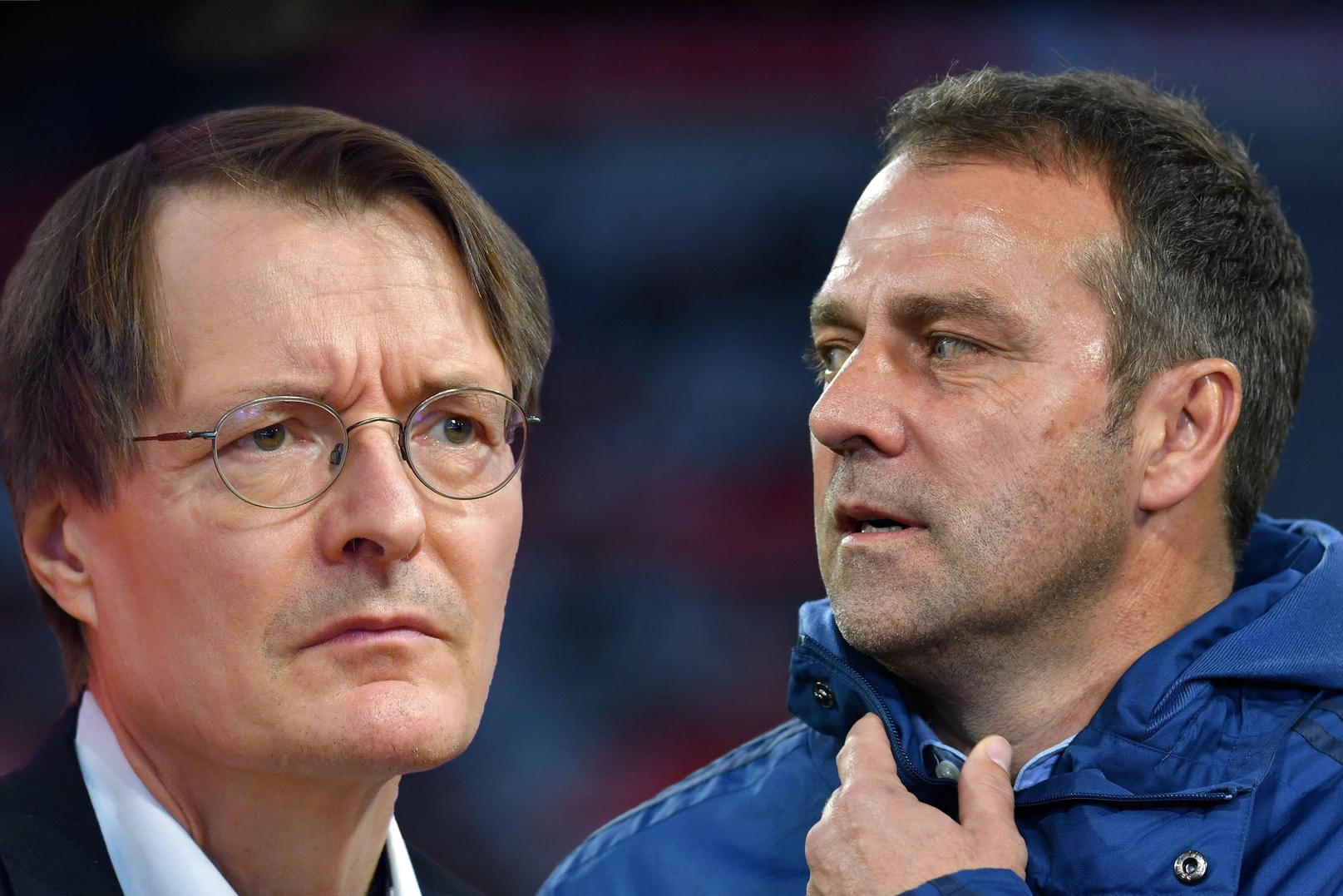 Haben mittlerweile nach ihrem Streit im Februar ein gutes Verhältnis: SPD-Gesunheitsexperte Karl Lauterbach und Hansi Flick.