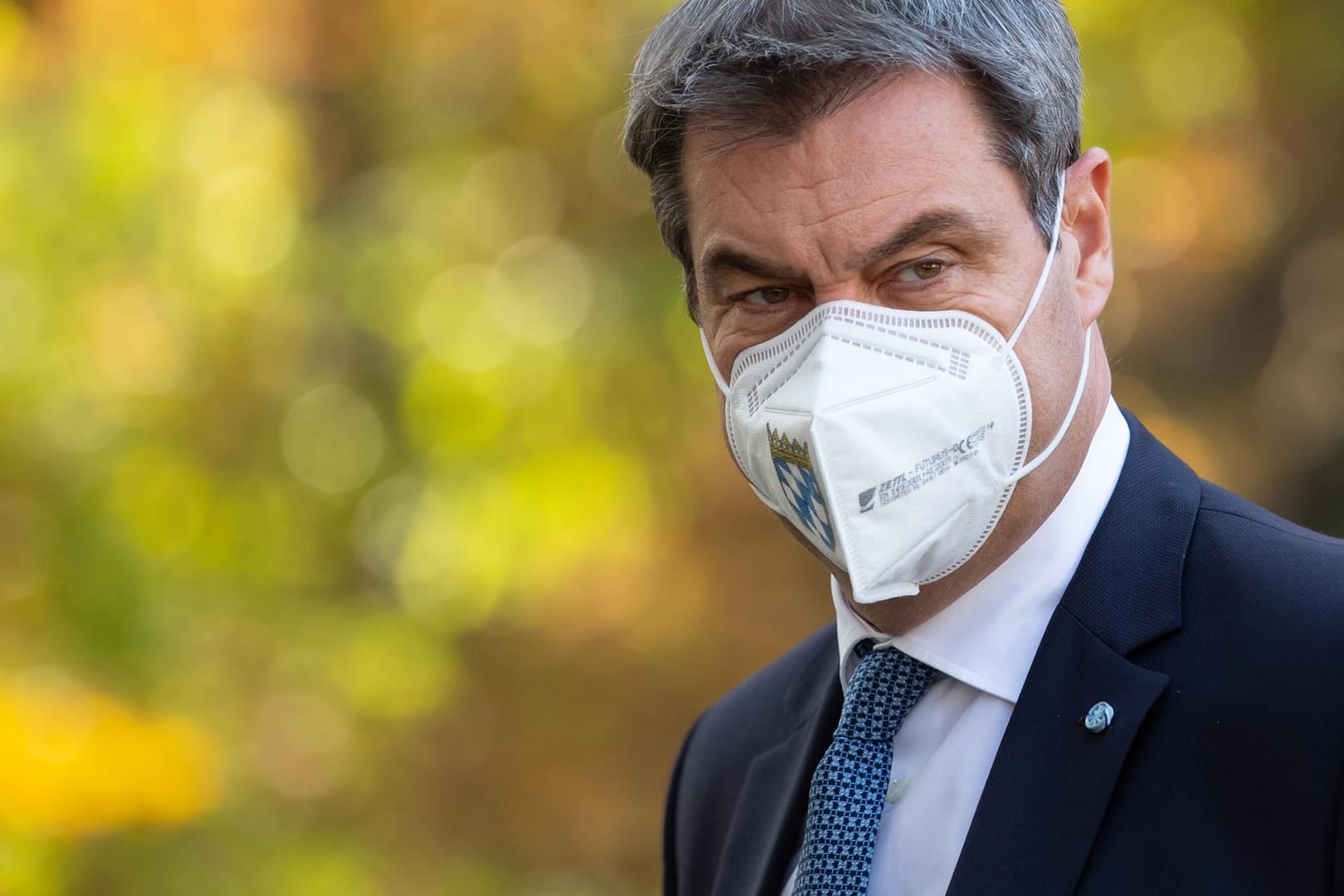 Bayerns Ministerpräsident Markus Söder (CSU) nach einem Besuch in bayerischen Kliniken: Der CSU-Chef ist wieder im Corona-Krisenmodus.