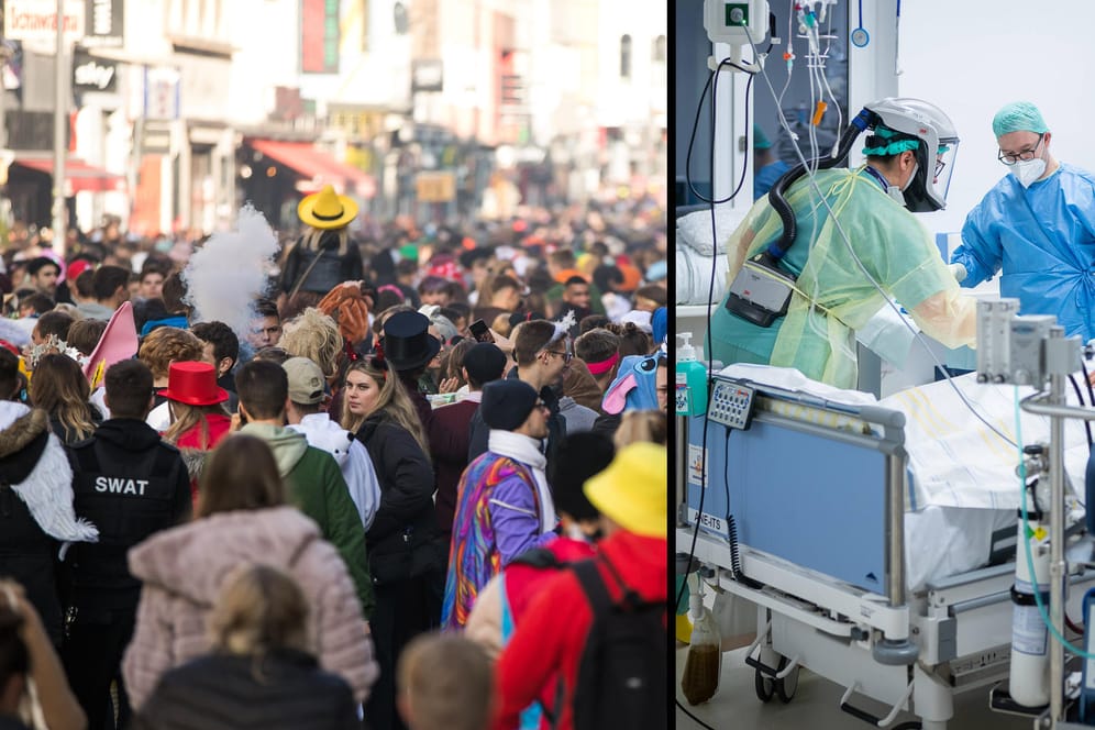 Deutschland im Pandemie-Winter 2021: Während Jecken den Karneval in Köln einläuten, sind die Intensivstationen am Limit. Hier zu sehen sind Pfleger auf der Covid-Intensivstation der Uniklinik Dresden (Archivbild).