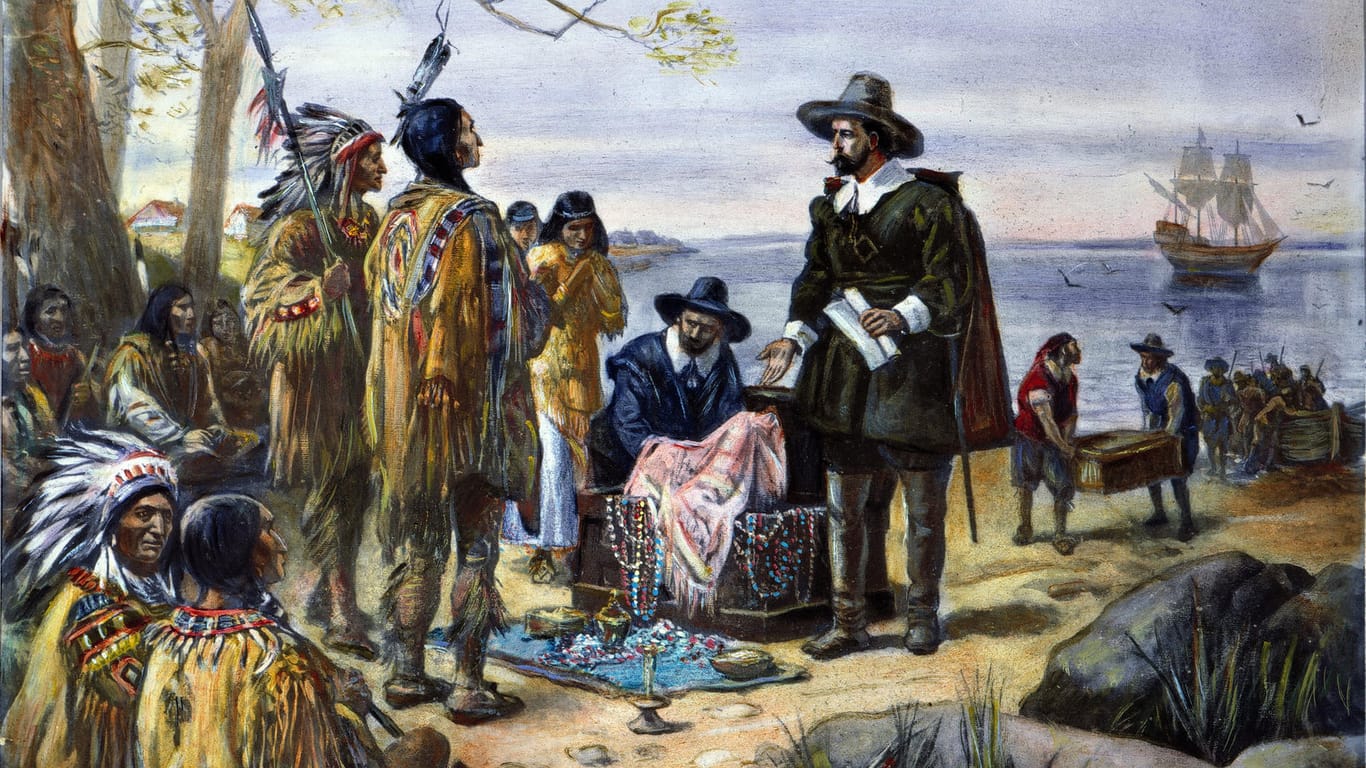 Der sogenannte Manhattan Purchase: Der Niederländer Peter Minuit erwarb die Halbinsel 1626 von den Ureinwohnern zum Spottpreis.