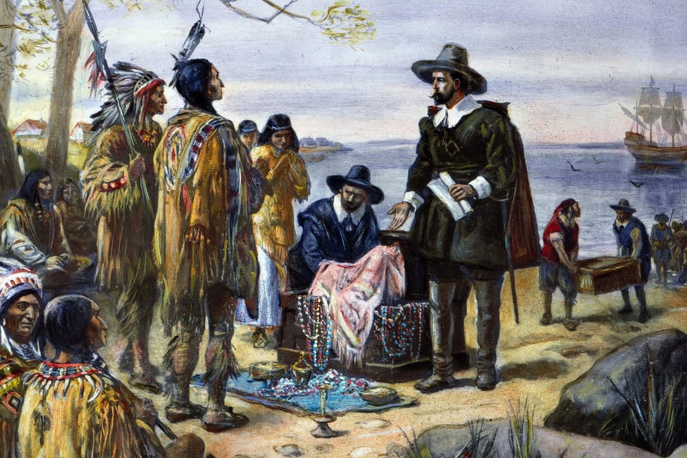 Der sogenannte Manhattan Purchase: Der Niederländer Peter Minuit erwarb die Halbinsel 1626 von den Ureinwohnern zum Spottpreis.