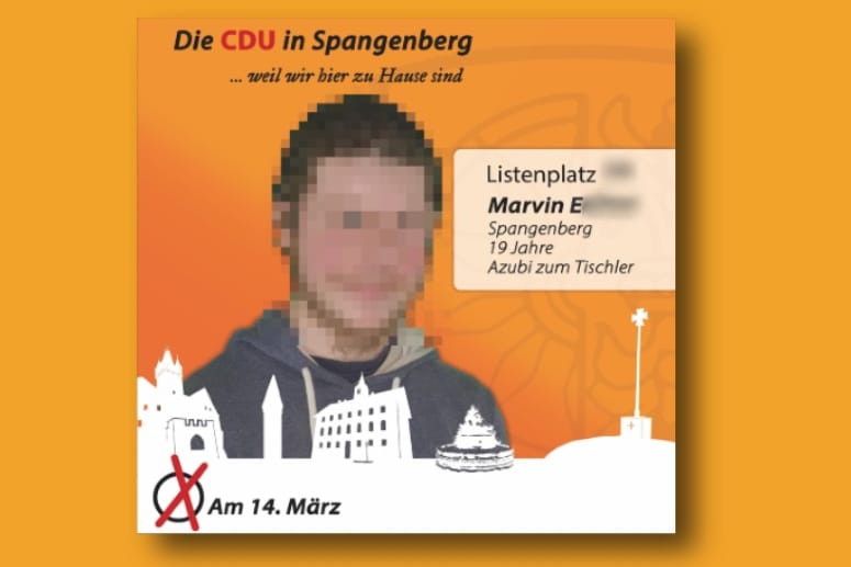 Marvin E.: Der inzwischen 20-jährige Terrorverdächtige kandidierte für die CDU im nordhessischen Spangenberg. Mitglied der Partei war er nicht.