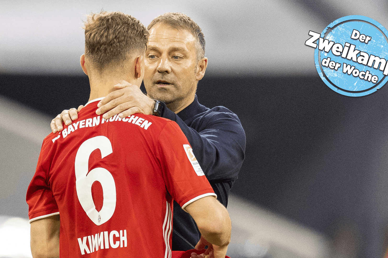 Joshua Kimmich (l.) und Hansi Flick: Inzwischen trainiert der Coach den Bayern-Star in der Nationalmannschaft.