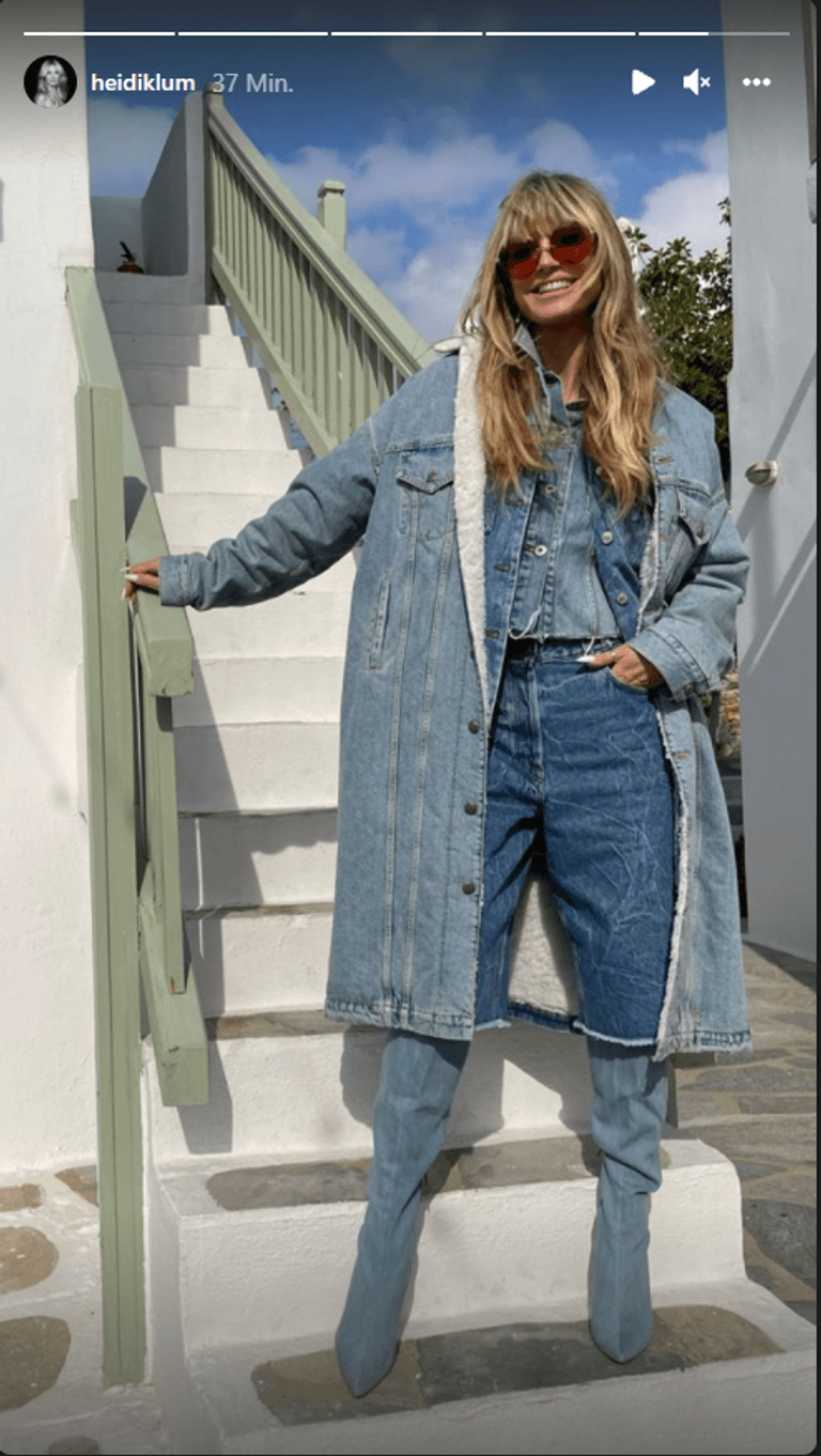Heidi Klum: Sie zeigt ihren Jeans-Lagen-Look.
