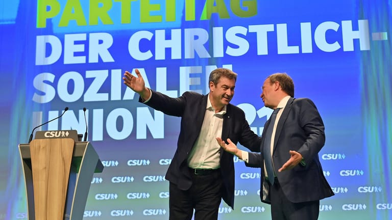 Hauptbeschäftigung in den Wochen vor der Wahl: Bayerns Ministerpräsident Markus Söder (links) kämpfte wochenlang gegen NRW-Regierungschef Armin Laschet.