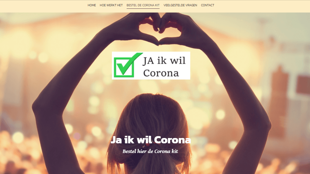 "Ja, ich will Corona" mitsamt Herz: Eine niederländische Seite bot angeblich Viruslieferung zum Selbstanstecken. Das Angebot löste in den Niederlanden Empörung aus.