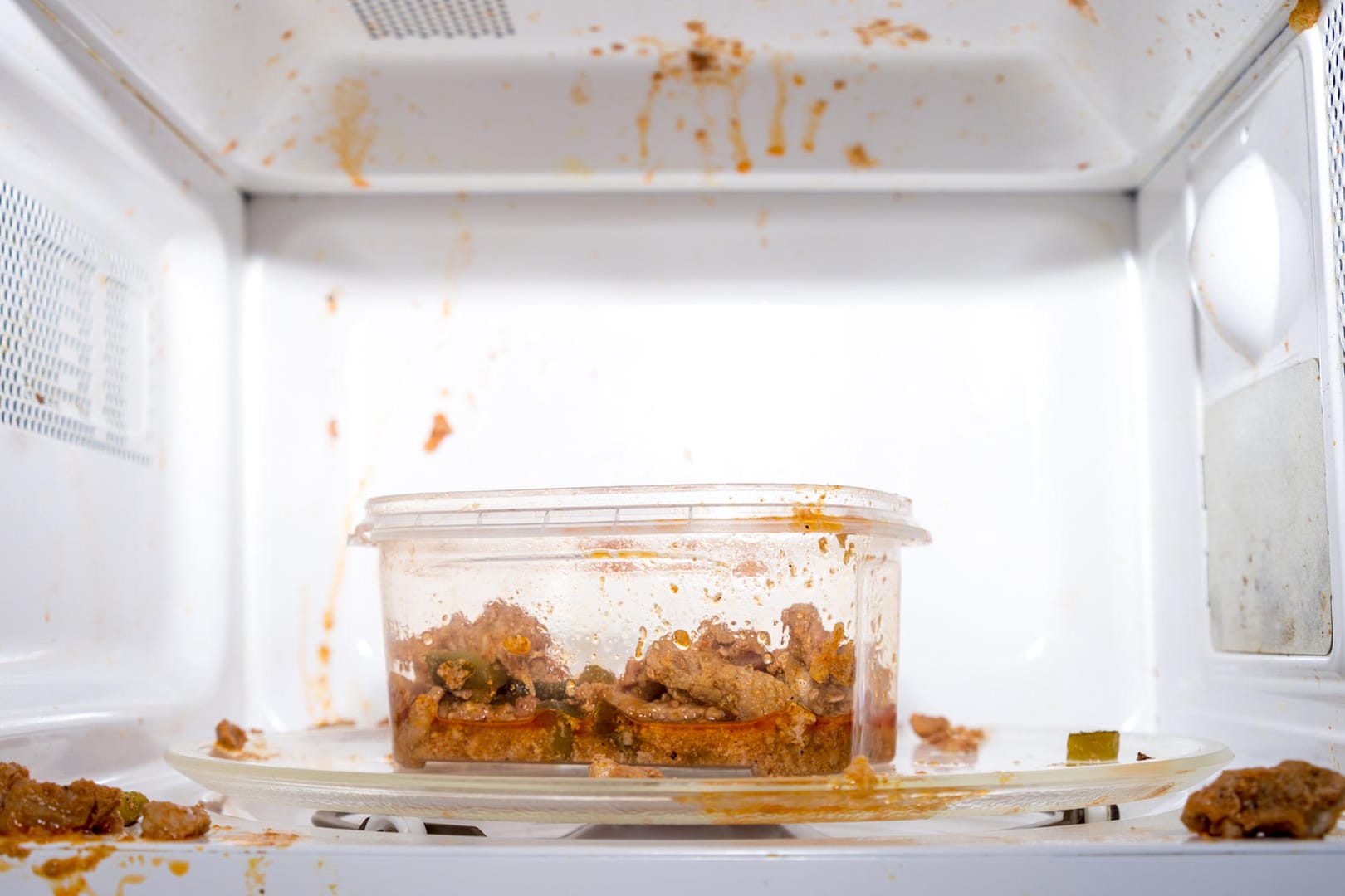 Food exploded in microwave oven