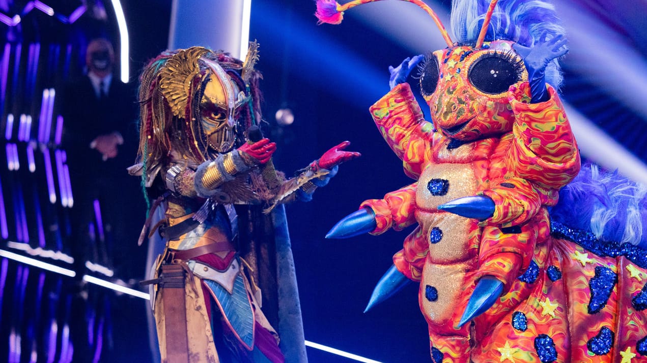 Die Heldin und Raupe Resi: Diese beiden Figuren standen im "The Masked Singer"-Finale.