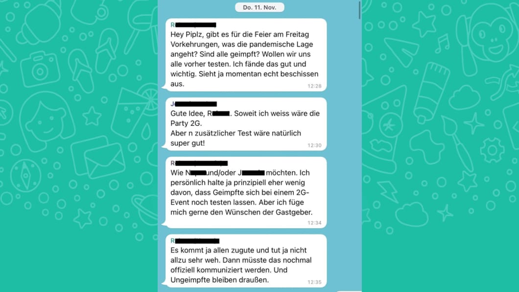 Tests für alle: Am Tag vor der Party hatten sich die Gäste in der WhatsApp-Gruppe darauf verständigt.