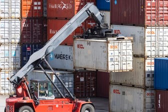 In einem Mannheimer Containerterminal (Symbolbild): Die nach Deutschland eingeführten Güter sind so teuer wie zur zweiten Ölpreiskrise Anfang der 1980er Jahre.