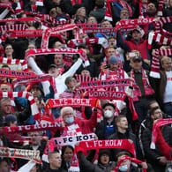 Fans des 1. FC Köln im Stadion beim Spiel gegen Leverkusen Ende Oktober (Archivbild): Am Samstag sind in der Rheinenergie-Arena 50.000 Zuschauer zugelassen.