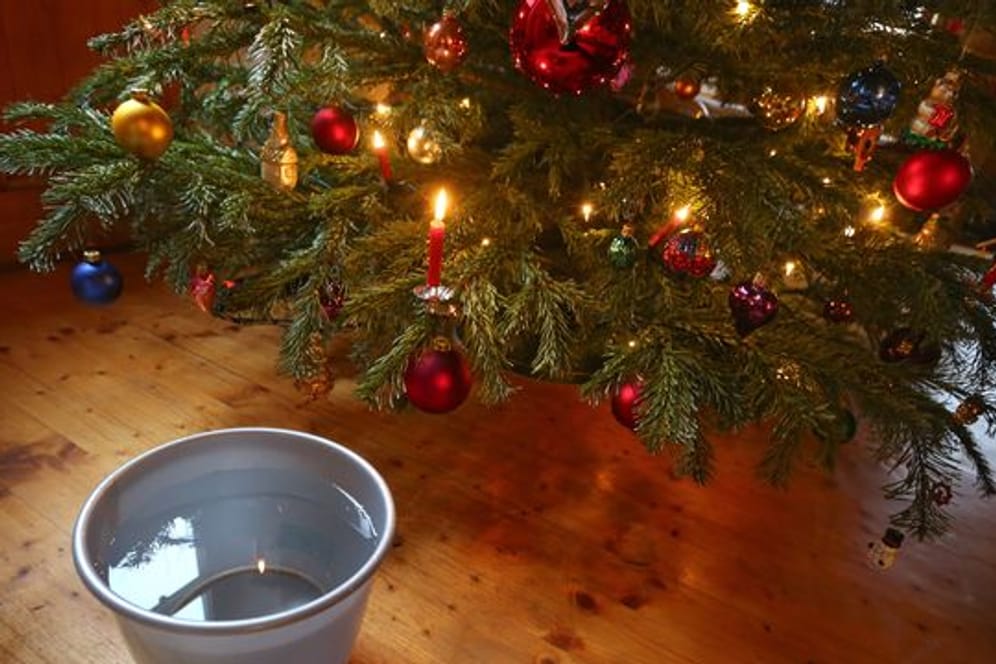 Mitgedacht: Hier steht der Löscheimer gleich in Griffweite des Weihnachtsbaums.