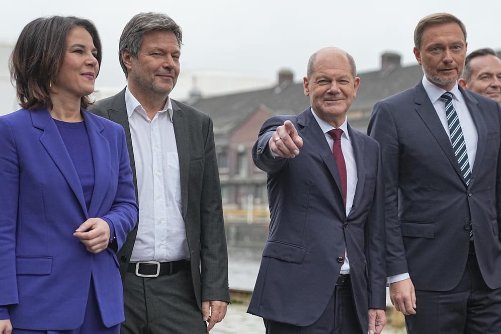 Koalitionspartner Baerbock, Habeck, Scholz und Lindner: Die Ampel hat eine Vision.