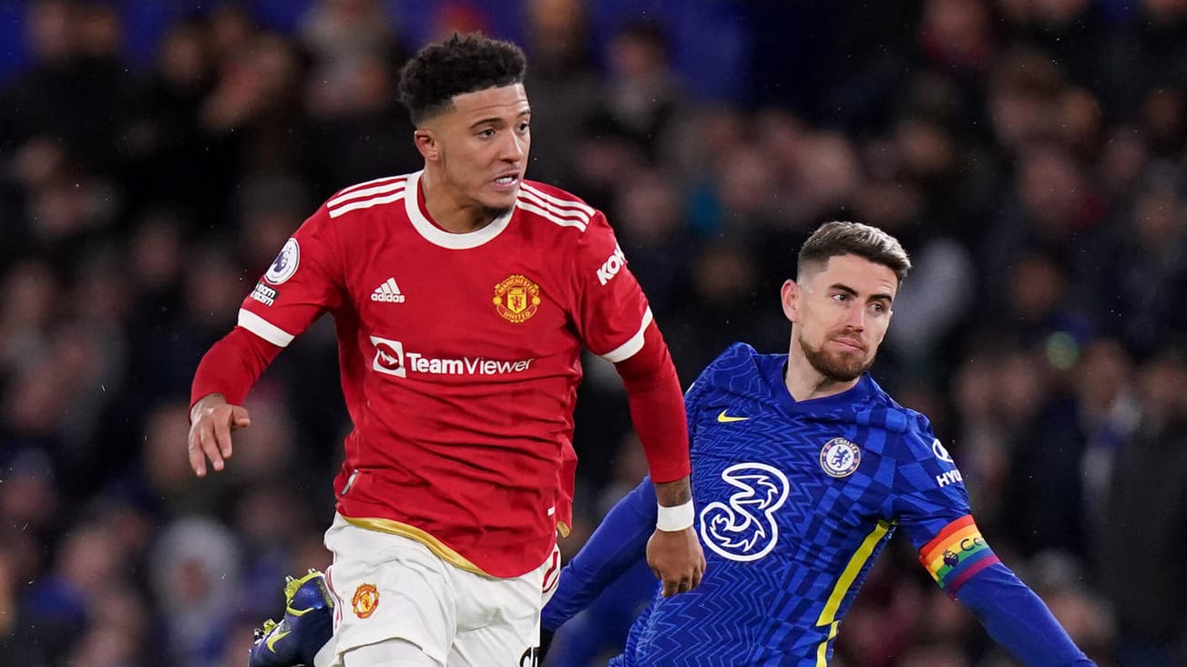 Jadon Sancho (li.): Der Ex-Dortmunder traf für Manchester United gegen den FC Chelsea.