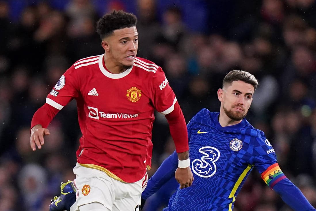 Jadon Sancho (li.): Der Ex-Dortmunder traf für Manchester United gegen den FC Chelsea.