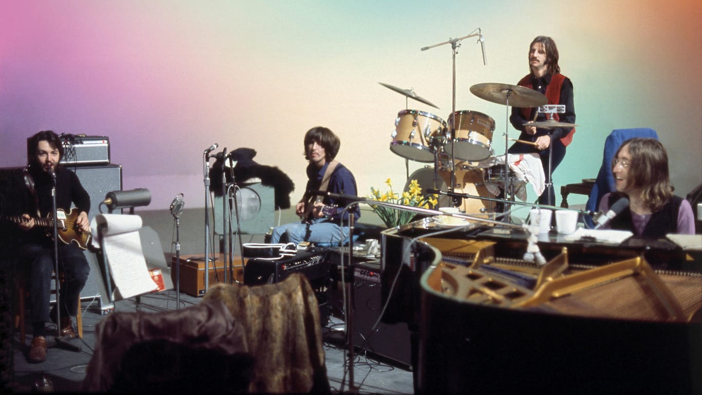 Die Beatles im Januar 1969 im Londoner Filmstudio in Twickenham.