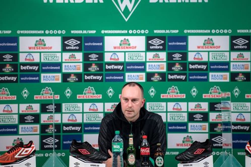Ole Werner bei seiner ersten Pressekonferenz als Werder-Trainer.