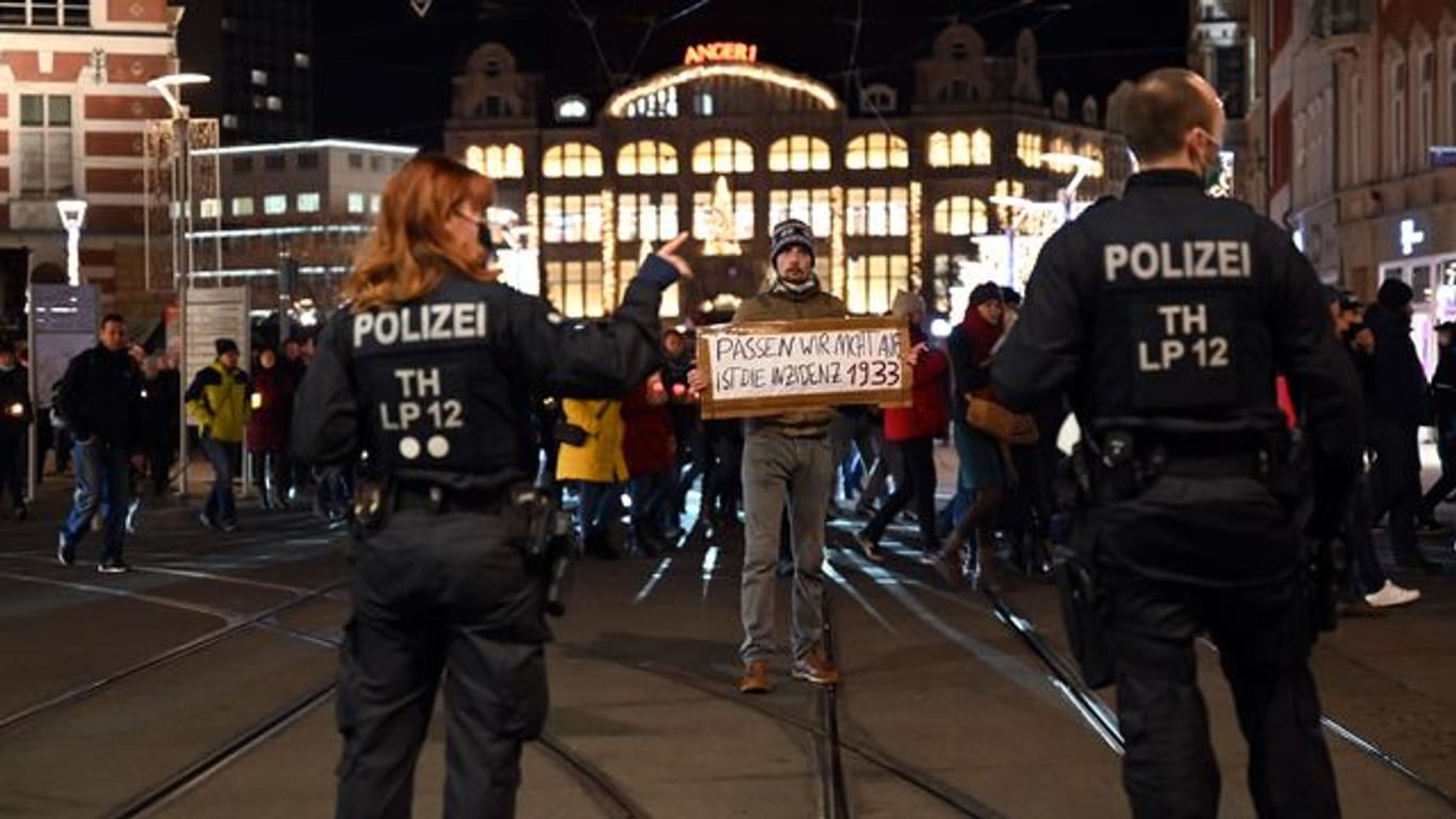 Protest gegen Corona-Maßnahmen in Erfurt