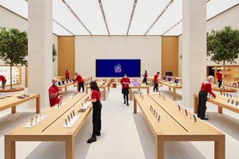 Der Apple-Store von Innen: Kunden dürfen zur Eröffnung nur mit einem Termin in den Store.