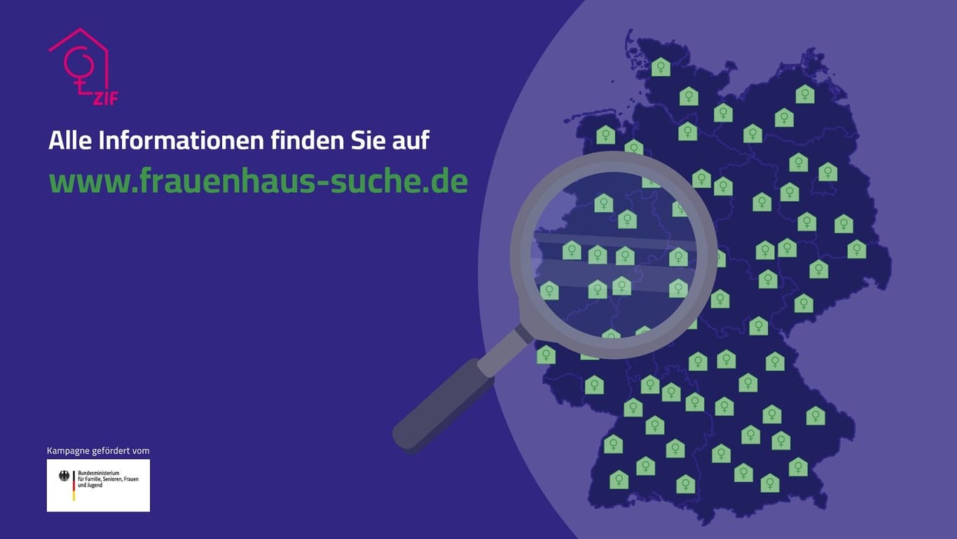 Zentrale Informationsstelle autonomer Frauenhäuser (ZIF): Die Frauenhaus-Suche.