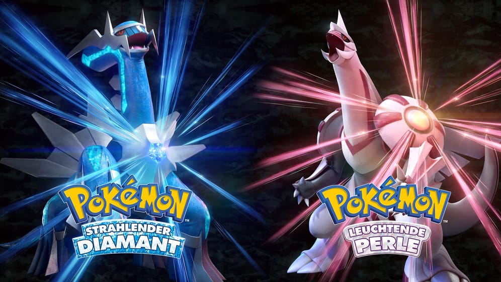 Das Zeit-Pokémon Dialga ziert das Cover von "Strahlender Diamant", das Raum-Pokémon Palkia prangt auf dem Cover von "Leuchtende Perle".