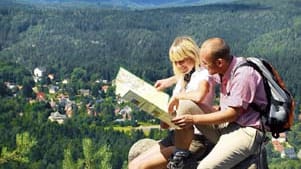 Der Oberlausitzer Bergweg endet in Zittau im Dreiländereck Deutschland - Polen - Tschechien.