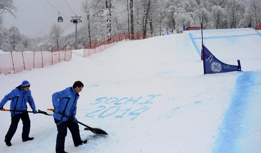 Im Alpinzentrum "Rosa Khutor" finden die Ski alpin-Wettbewerbe statt, im Extrem Park - hier im Bild - messen sich die Freestyler.