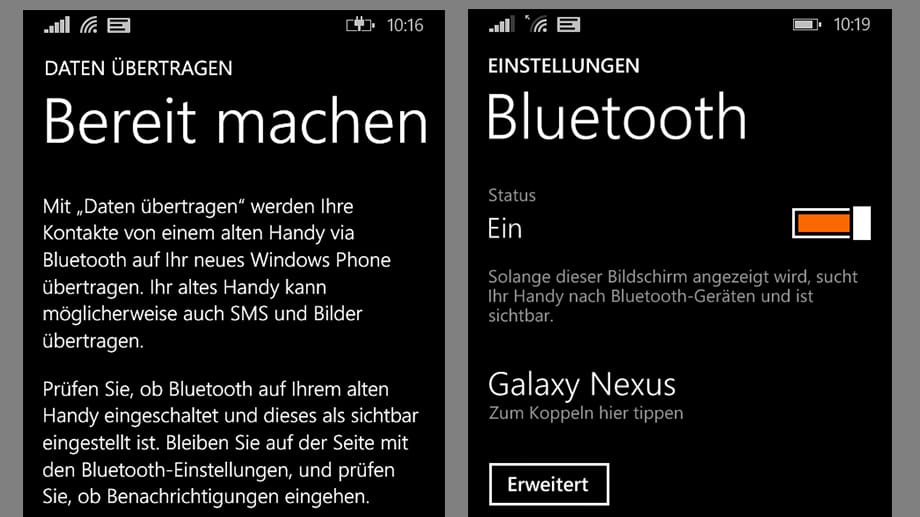 Adressen via Bluetooth kabellos zwischen Android und Windows Phone übertragen